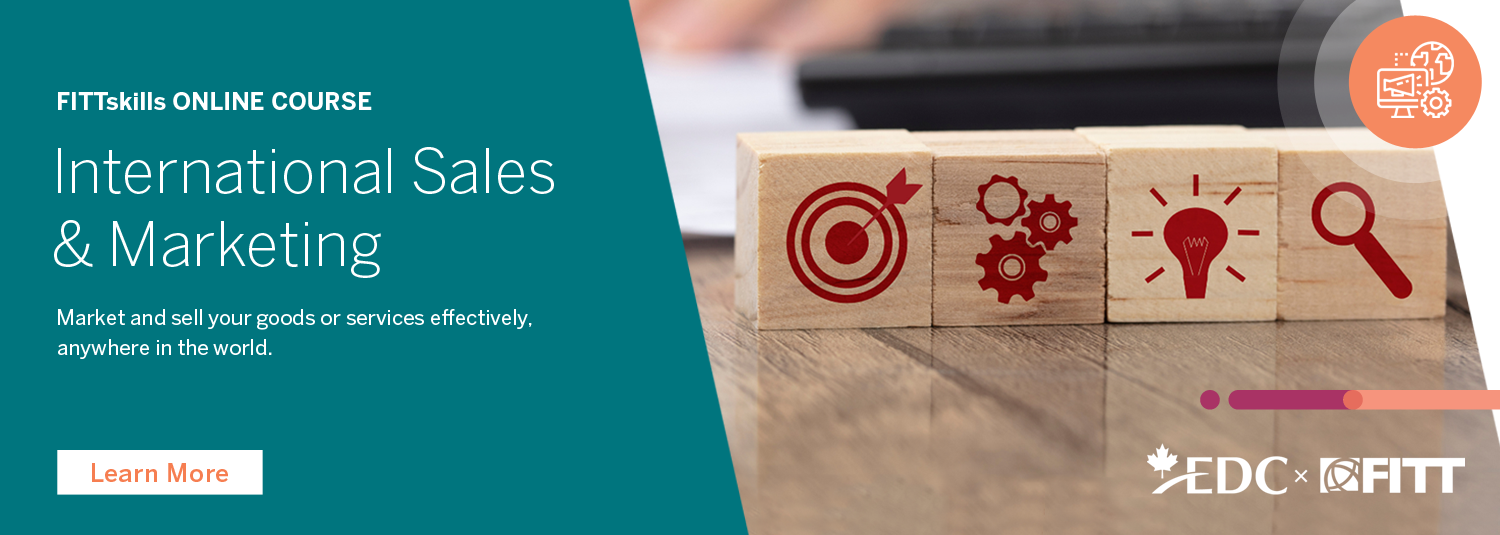 Banner graphic for international sales and marketing FITTskills course